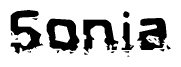 The image contains the word Sonia in a stylized font with a static looking effect at the bottom of the words