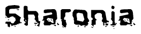 The image contains the word Sharonia in a stylized font with a static looking effect at the bottom of the words