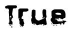 The image contains the word True in a stylized font with a static looking effect at the bottom of the words