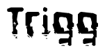 The image contains the word Trigg in a stylized font with a static looking effect at the bottom of the words