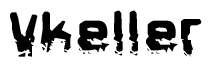 The image contains the word Vkeller in a stylized font with a static looking effect at the bottom of the words