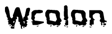 This nametag says Wcolon, and has a static looking effect at the bottom of the words. The words are in a stylized font.