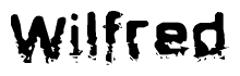 The image contains the word Wilfred in a stylized font with a static looking effect at the bottom of the words