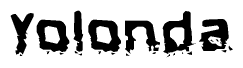 The image contains the word Yolonda in a stylized font with a static looking effect at the bottom of the words