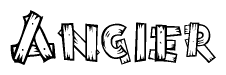 The clipart image shows the name Angier stylized to look like it is constructed out of separate wooden planks or boards, with each letter having wood grain and plank-like details.