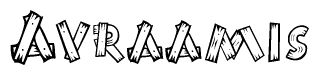 The image contains the name Avraamis written in a decorative, stylized font with a hand-drawn appearance. The lines are made up of what appears to be planks of wood, which are nailed together
