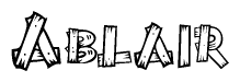 The clipart image shows the name Ablair stylized to look like it is constructed out of separate wooden planks or boards, with each letter having wood grain and plank-like details.