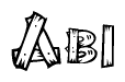 The clipart image shows the name Abi stylized to look as if it has been constructed out of wooden planks or logs. Each letter is designed to resemble pieces of wood.