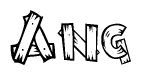 The image contains the name Ang written in a decorative, stylized font with a hand-drawn appearance. The lines are made up of what appears to be planks of wood, which are nailed together