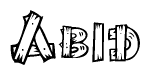 The clipart image shows the name Abid stylized to look like it is constructed out of separate wooden planks or boards, with each letter having wood grain and plank-like details.