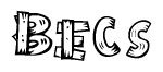 The clipart image shows the name Becs stylized to look like it is constructed out of separate wooden planks or boards, with each letter having wood grain and plank-like details.