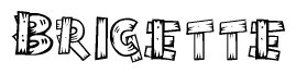 The image contains the name Brigette written in a decorative, stylized font with a hand-drawn appearance. The lines are made up of what appears to be planks of wood, which are nailed together