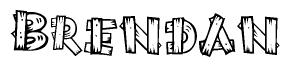 The image contains the name Brendan written in a decorative, stylized font with a hand-drawn appearance. The lines are made up of what appears to be planks of wood, which are nailed together
