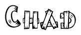 The clipart image shows the name Chad stylized to look like it is constructed out of separate wooden planks or boards, with each letter having wood grain and plank-like details.