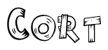 The clipart image shows the name Cort stylized to look like it is constructed out of separate wooden planks or boards, with each letter having wood grain and plank-like details.