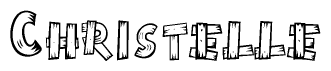 The clipart image shows the name Christelle stylized to look like it is constructed out of separate wooden planks or boards, with each letter having wood grain and plank-like details.