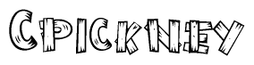 The clipart image shows the name Cpickney stylized to look as if it has been constructed out of wooden planks or logs. Each letter is designed to resemble pieces of wood.