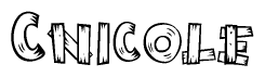 The clipart image shows the name Cnicole stylized to look like it is constructed out of separate wooden planks or boards, with each letter having wood grain and plank-like details.