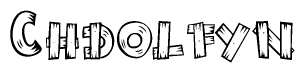The clipart image shows the name Chdolfyn stylized to look like it is constructed out of separate wooden planks or boards, with each letter having wood grain and plank-like details.