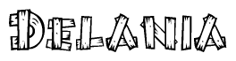 The clipart image shows the name Delania stylized to look like it is constructed out of separate wooden planks or boards, with each letter having wood grain and plank-like details.