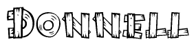 The clipart image shows the name Donnell stylized to look like it is constructed out of separate wooden planks or boards, with each letter having wood grain and plank-like details.