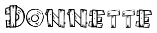 The clipart image shows the name Donnette stylized to look like it is constructed out of separate wooden planks or boards, with each letter having wood grain and plank-like details.