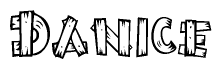 The clipart image shows the name Danice stylized to look like it is constructed out of separate wooden planks or boards, with each letter having wood grain and plank-like details.