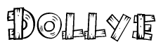 The clipart image shows the name Dollye stylized to look as if it has been constructed out of wooden planks or logs. Each letter is designed to resemble pieces of wood.