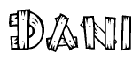 The clipart image shows the name Dani stylized to look like it is constructed out of separate wooden planks or boards, with each letter having wood grain and plank-like details.