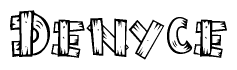 The clipart image shows the name Denyce stylized to look as if it has been constructed out of wooden planks or logs. Each letter is designed to resemble pieces of wood.