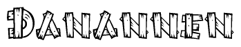 The clipart image shows the name Danannen stylized to look as if it has been constructed out of wooden planks or logs. Each letter is designed to resemble pieces of wood.