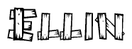 The clipart image shows the name Ellin stylized to look as if it has been constructed out of wooden planks or logs. Each letter is designed to resemble pieces of wood.