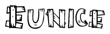 The clipart image shows the name Eunice stylized to look like it is constructed out of separate wooden planks or boards, with each letter having wood grain and plank-like details.
