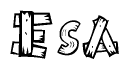 The clipart image shows the name Esa stylized to look as if it has been constructed out of wooden planks or logs. Each letter is designed to resemble pieces of wood.