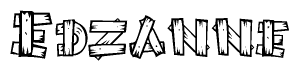 The clipart image shows the name Edzanne stylized to look as if it has been constructed out of wooden planks or logs. Each letter is designed to resemble pieces of wood.