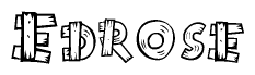 The clipart image shows the name Edrose stylized to look as if it has been constructed out of wooden planks or logs. Each letter is designed to resemble pieces of wood.