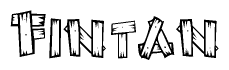 The clipart image shows the name Fintan stylized to look like it is constructed out of separate wooden planks or boards, with each letter having wood grain and plank-like details.