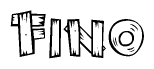 The image contains the name Fino written in a decorative, stylized font with a hand-drawn appearance. The lines are made up of what appears to be planks of wood, which are nailed together