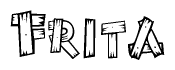 The clipart image shows the name Frita stylized to look as if it has been constructed out of wooden planks or logs. Each letter is designed to resemble pieces of wood.