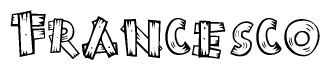 The clipart image shows the name Francesco stylized to look like it is constructed out of separate wooden planks or boards, with each letter having wood grain and plank-like details.
