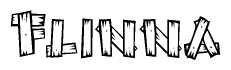 The clipart image shows the name Flinna stylized to look like it is constructed out of separate wooden planks or boards, with each letter having wood grain and plank-like details.