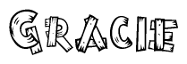 The clipart image shows the name Gracie stylized to look as if it has been constructed out of wooden planks or logs. Each letter is designed to resemble pieces of wood.