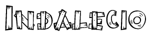 The image contains the name Indalecio written in a decorative, stylized font with a hand-drawn appearance. The lines are made up of what appears to be planks of wood, which are nailed together