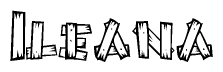 The clipart image shows the name Ileana stylized to look as if it has been constructed out of wooden planks or logs. Each letter is designed to resemble pieces of wood.