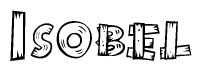 The clipart image shows the name Isobel stylized to look like it is constructed out of separate wooden planks or boards, with each letter having wood grain and plank-like details.