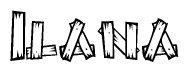 The clipart image shows the name Ilana stylized to look like it is constructed out of separate wooden planks or boards, with each letter having wood grain and plank-like details.