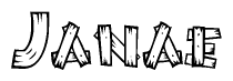 The clipart image shows the name Janae stylized to look like it is constructed out of separate wooden planks or boards, with each letter having wood grain and plank-like details.