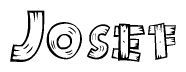 The clipart image shows the name Josef stylized to look like it is constructed out of separate wooden planks or boards, with each letter having wood grain and plank-like details.