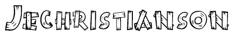 The clipart image shows the name Jechristianson stylized to look as if it has been constructed out of wooden planks or logs. Each letter is designed to resemble pieces of wood.