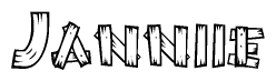 The clipart image shows the name Janniie stylized to look like it is constructed out of separate wooden planks or boards, with each letter having wood grain and plank-like details.